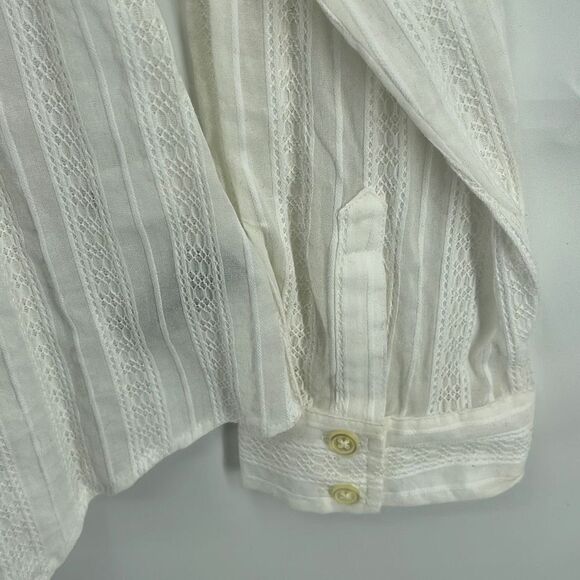 Banana Republic Women's Button Down Shirt Top Long Sleeve Blouse Cream Large - Picture 3 of 10